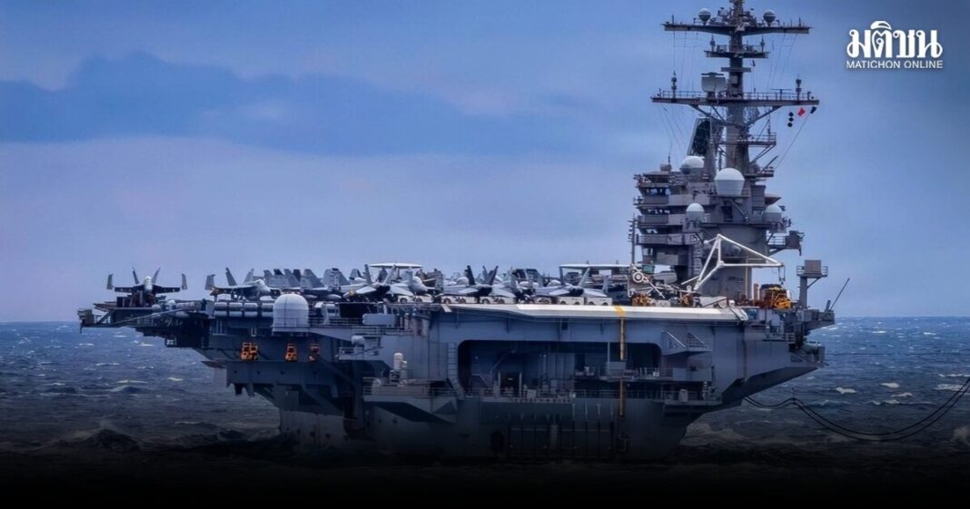 U.S. Navy Aircraft Carrier With Fighters On Deck