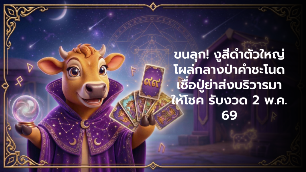 คอกสายมู ขนลุก งูสีดำตัวใหญ่โผล่กลางป่าคำชะโนด เชื่อปู่ย่า