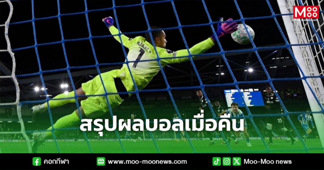 สรุปผลบอลเมื่อคืน